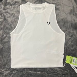 Firm Abs High Neck Tank Top in White, Size Large